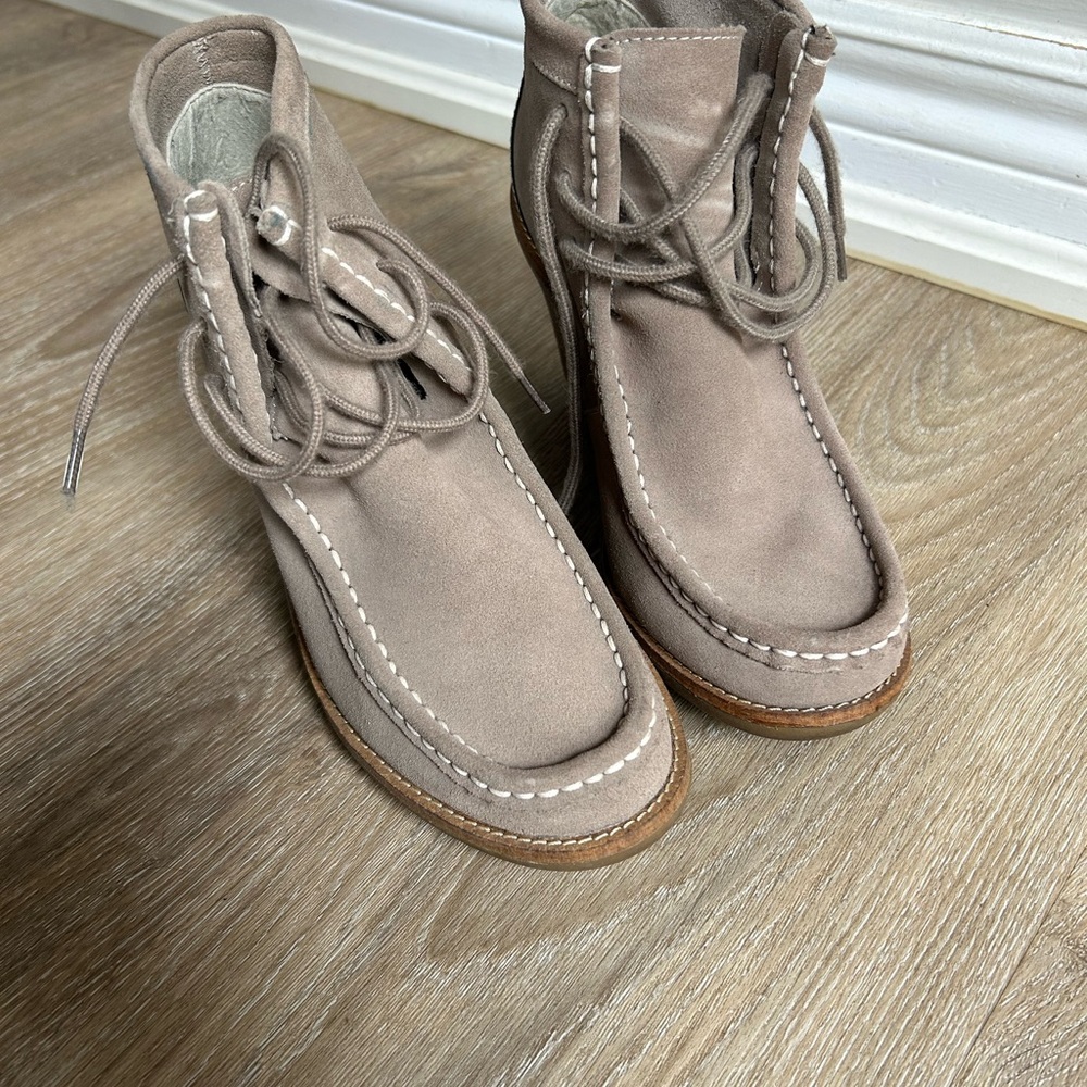 Hush Puppies Taupe Suede Wedge Ankle Boots
